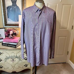 EEUC Men's Peter Millar Button Front Striped Shirt Size XXL 2XL Like New!!